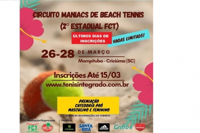 Últimos dias das inscrições para o Circuito Maniacs de Beach Tennis 2021 (2ª Etapa)!