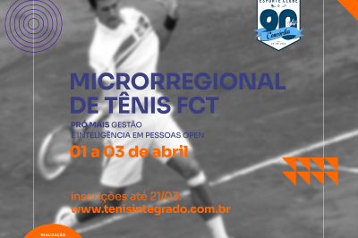 INSCRIÇÕES ABERTAS - pró+gestão open (Microrregional de Tênis FCT)