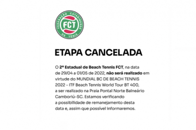 ETAPA CANCELADA - 2º ESTADUAL DE BEACH TENNIS FCT