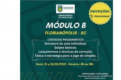 Último dia de Inscrições para o Curso de capacitação no Módulo B (Florianópolis).