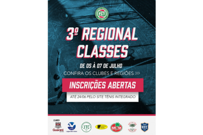 Inscrições abertas para a III Regional de Tênis - (3º Regional FCT 2024)