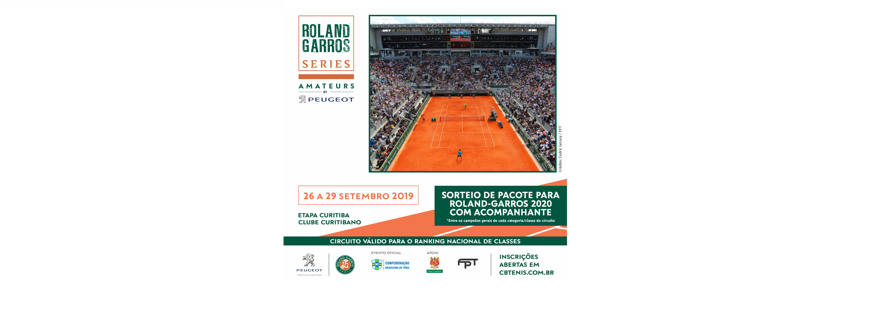 INSCRIÇÕES ABERTAS - Etapa de Curitiba do Roland-Garros Amateur Series by Peugeot
