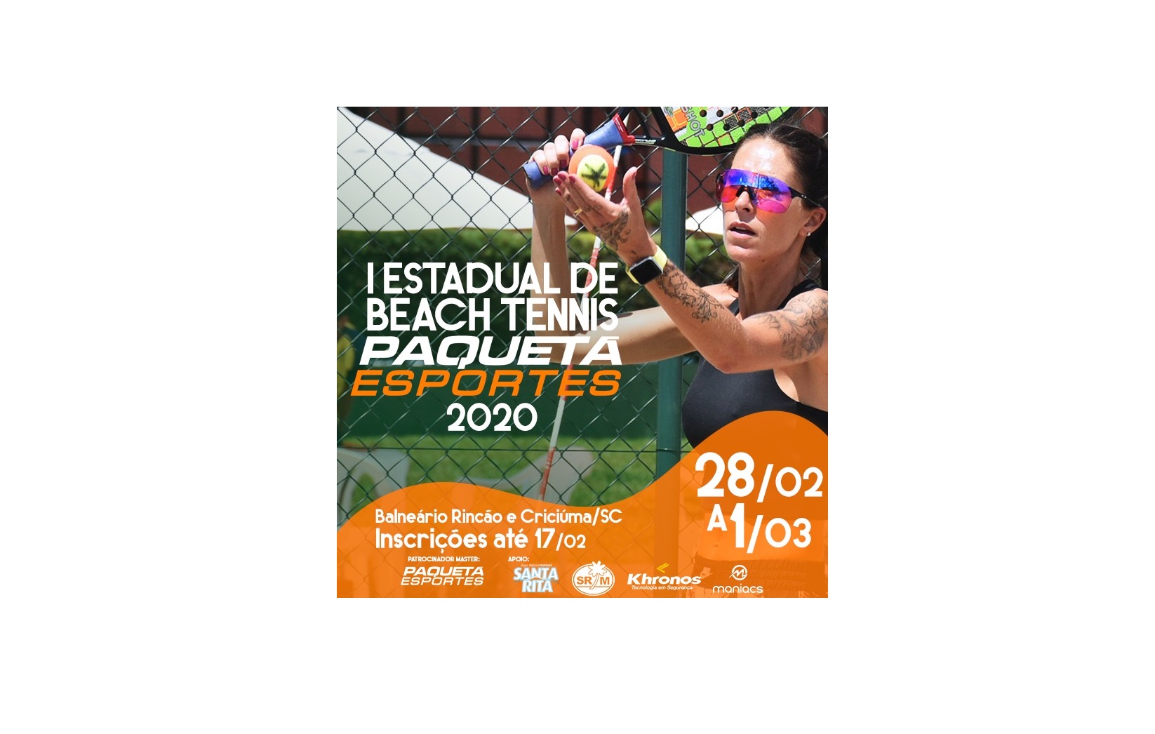 Inscrições para a primeira etapa do I Estadual de Beach Tennis – Circuito Paquetá Esportes 2020 já estão abertas!