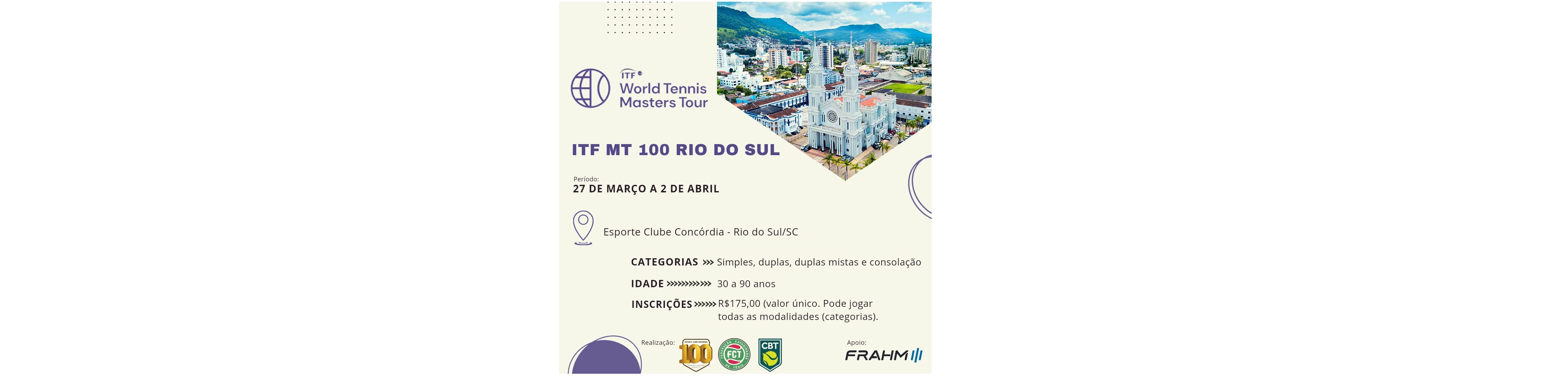 INSCRIÇÕES ABERTAS ITF SENIORS RIO DO SUL 2023