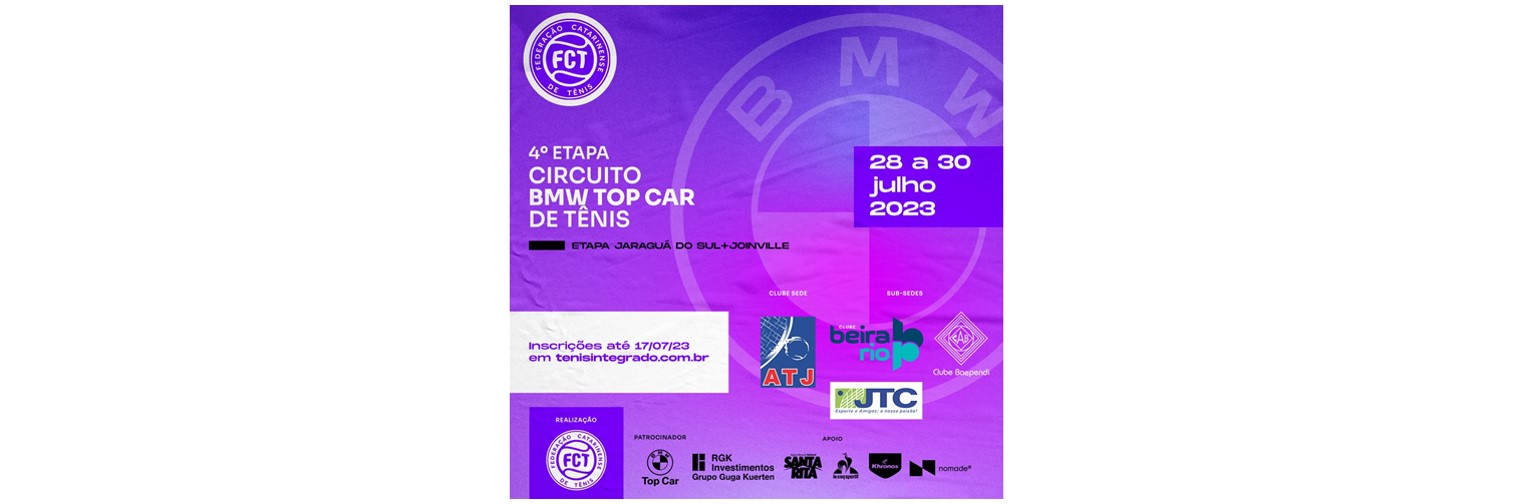 INSCRIÇÕES ABERTAS - CIRCUITO BMW TOP CAR DE TÊNIS (4ª ETAPA)